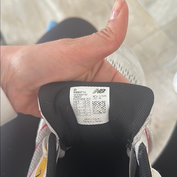 New Balance White and Red Athletic Shoes with Cushioned Midsole - Picture 9 of 9